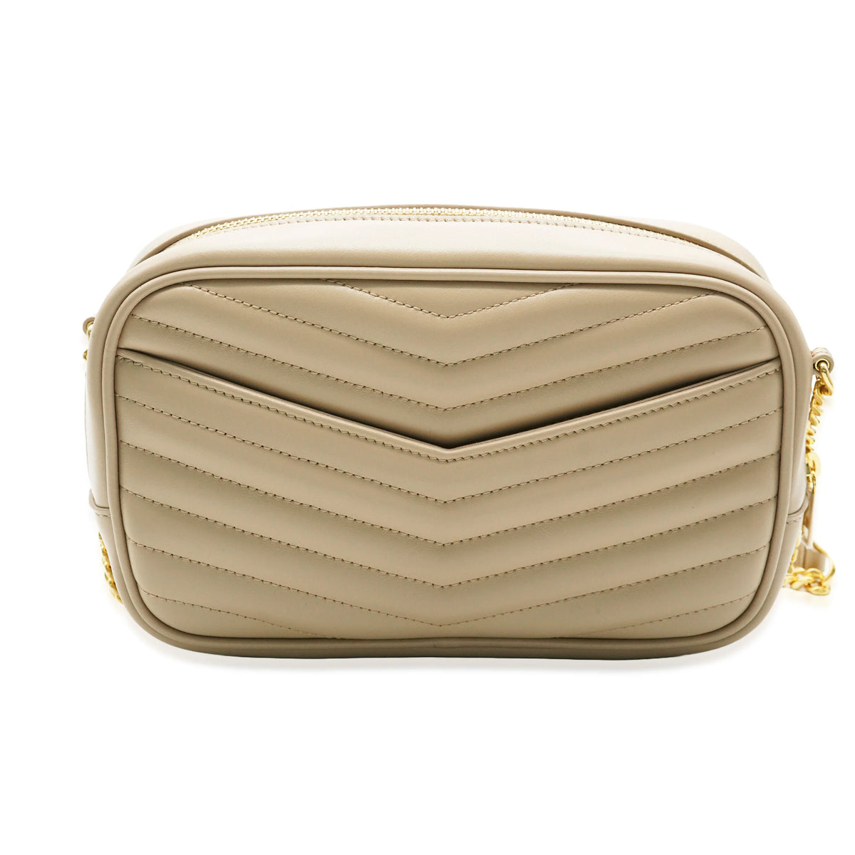 Beige Chevron Calfskin Mini Camera Bag S2824