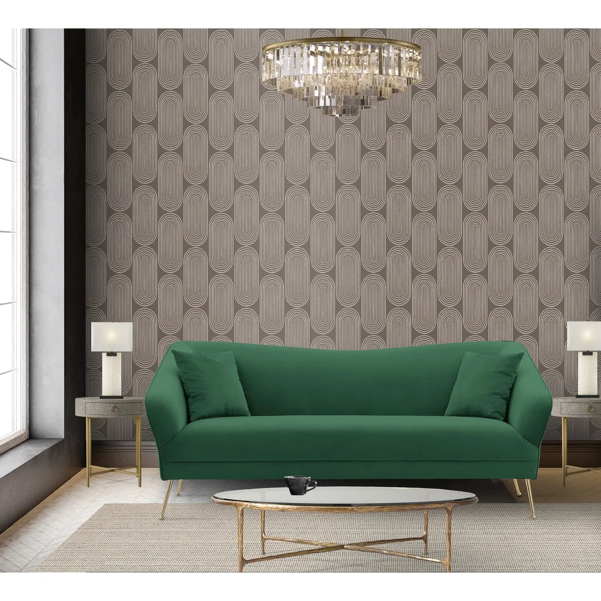 Velvet Sofa with 2 Decorative Pillows Q116841