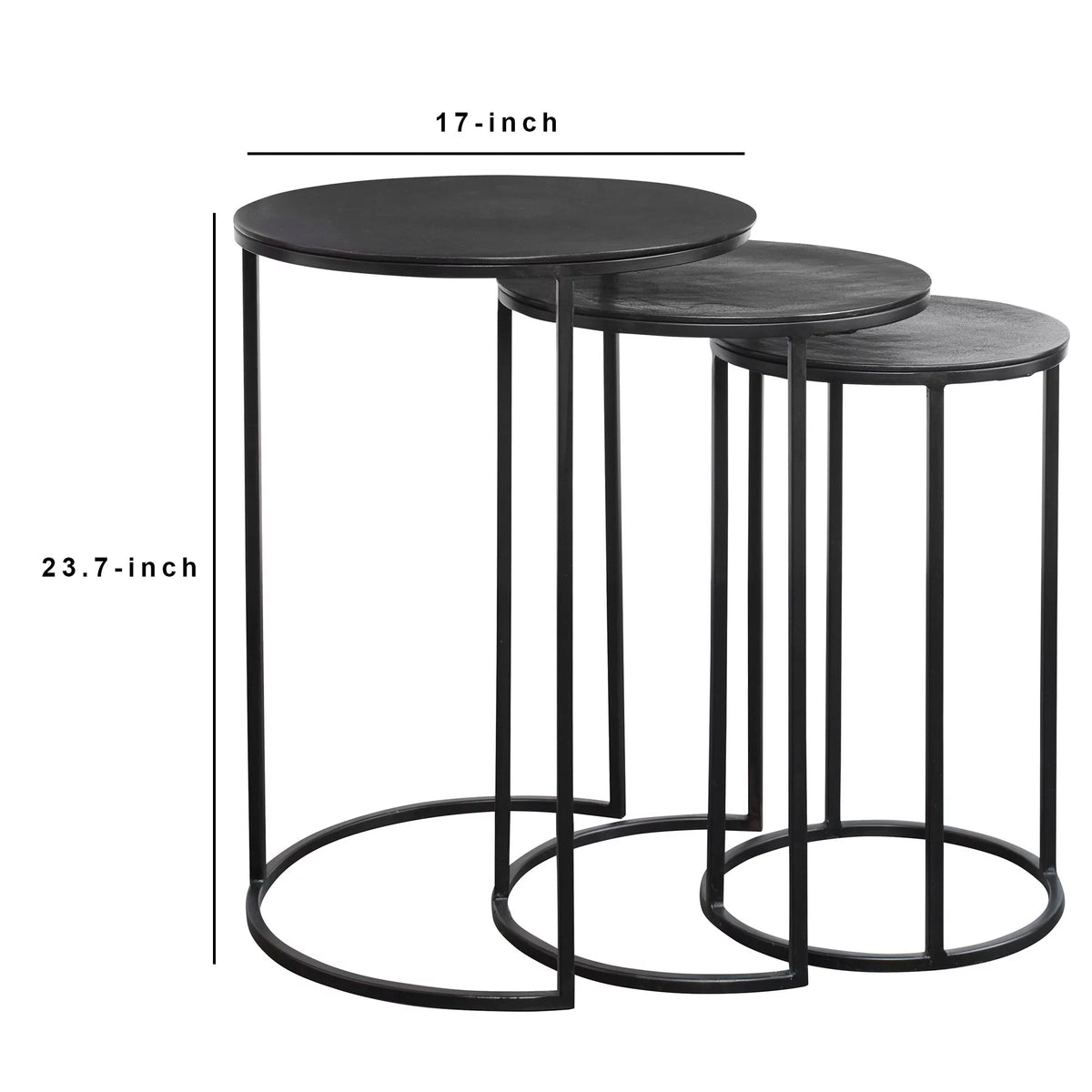 Metal Frame Round Top Nesting Tables, Set of 3, Espresso B61055