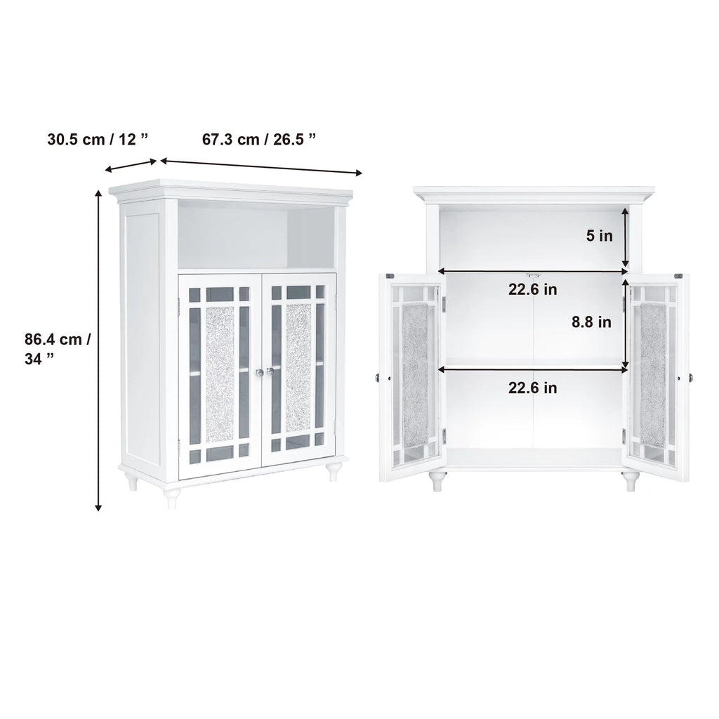 White Wooden Floor Cabinet with Glass Doors Q936