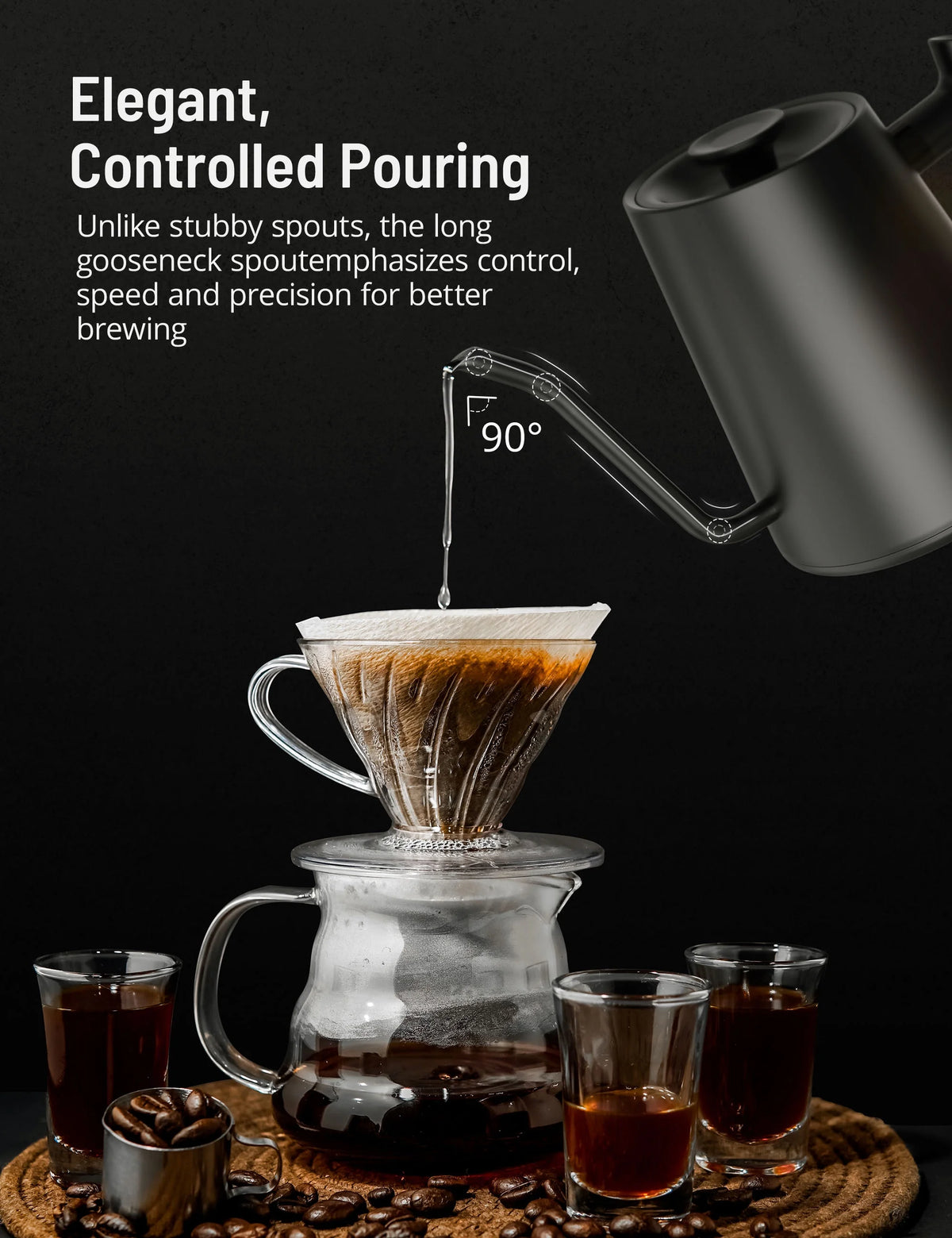 Black Gooseneck Electric Pour-over Kettle H782751