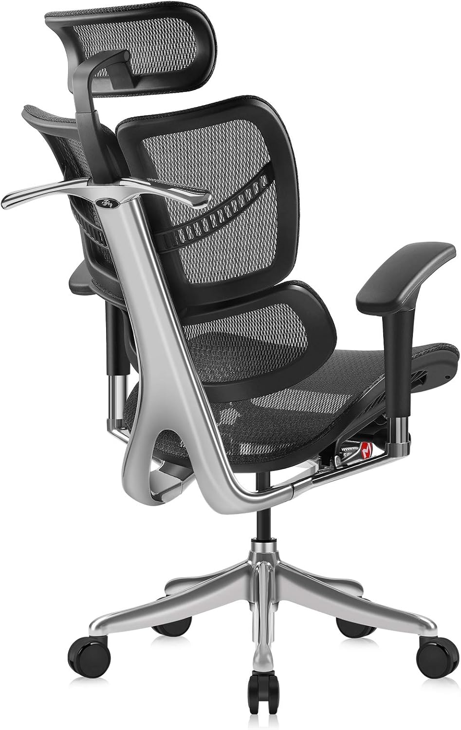 Ergonomic Office Chair with Headrest, Aluminum Frame, Standard Carpet Casters R690251
