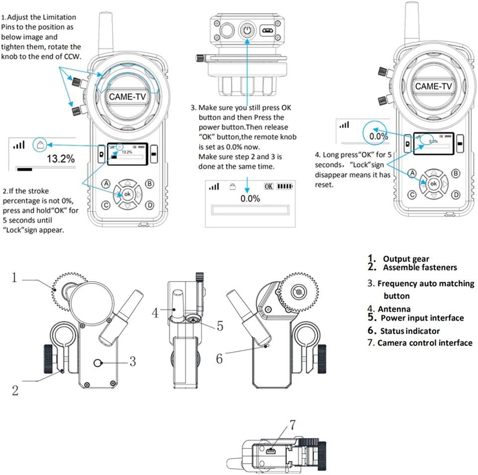 Wireless Follow Focus Kit 2.4G 328ft Control System J314