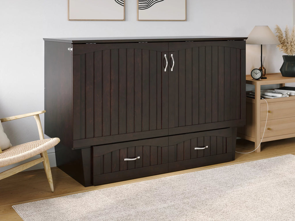 Queen Solid Wood Murphy Bed Chest with Mattress S766656