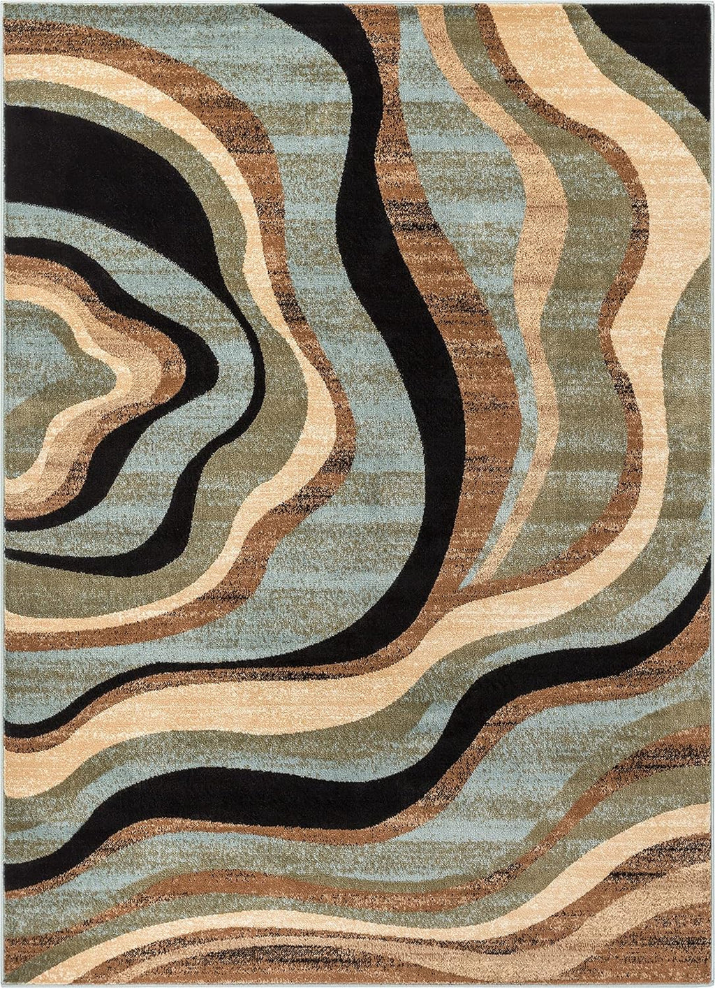Blue Brown Geometric Area Rug 9x13 N3674