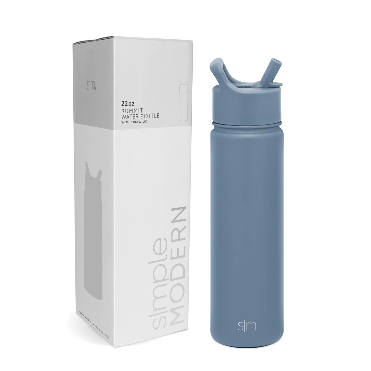 22oz Blue Dune Stainless Steel Water Bottle with Straw Lid L26140