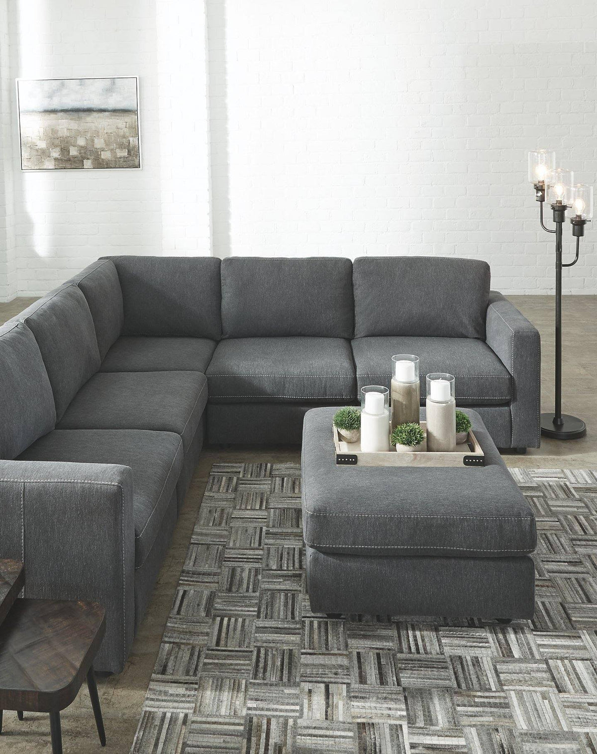 Charcoal Oversized Accent Ottoman Y56380
