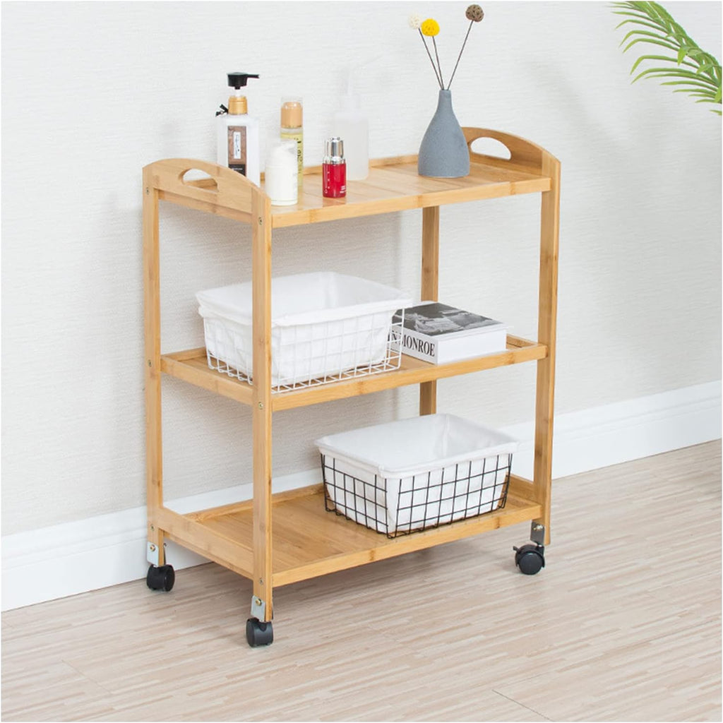 Side Table with Three-Tier Storage and Four Wheels Z9335