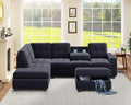 Modern Sectional Sofa with Reversible Chaise, L Shaped Couch Set with Storage Ottoman and Two Cup Holders R6990