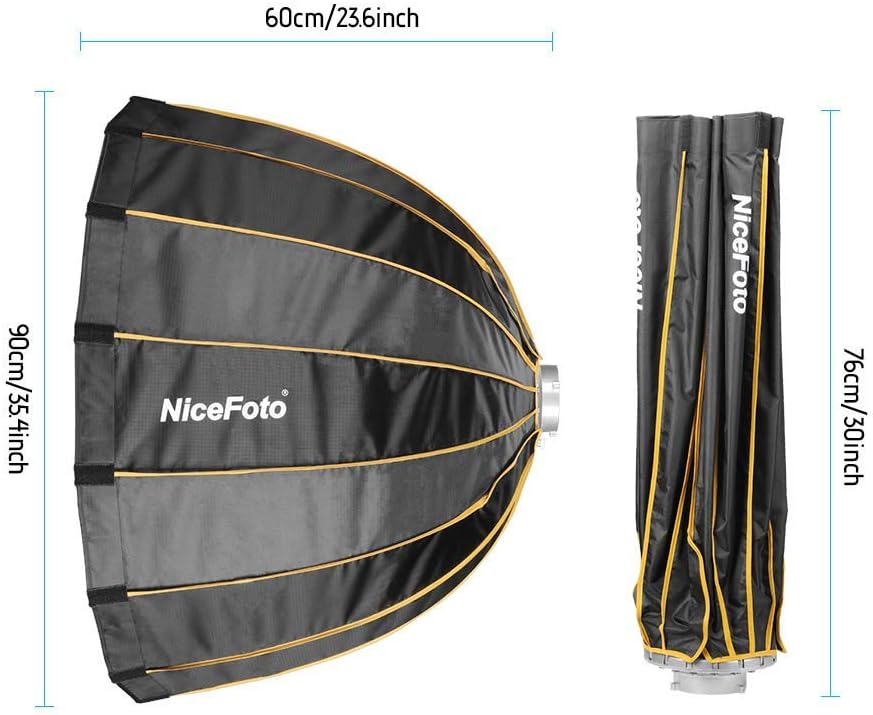 35inch/90cm Folding Deep Parabolic Umbrella Softbox with Grid Carry Bag U360