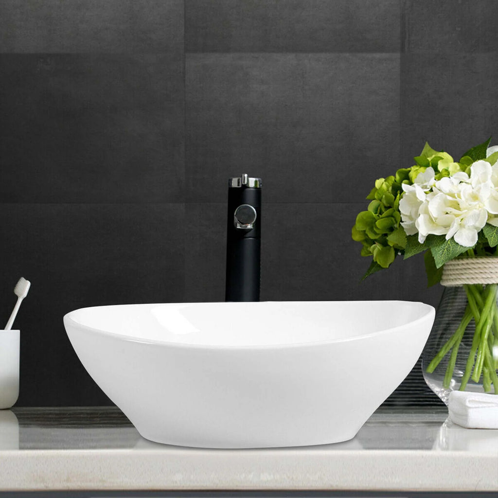 Oval Ceramic Vessel Sink with Pop Up Drain T67458