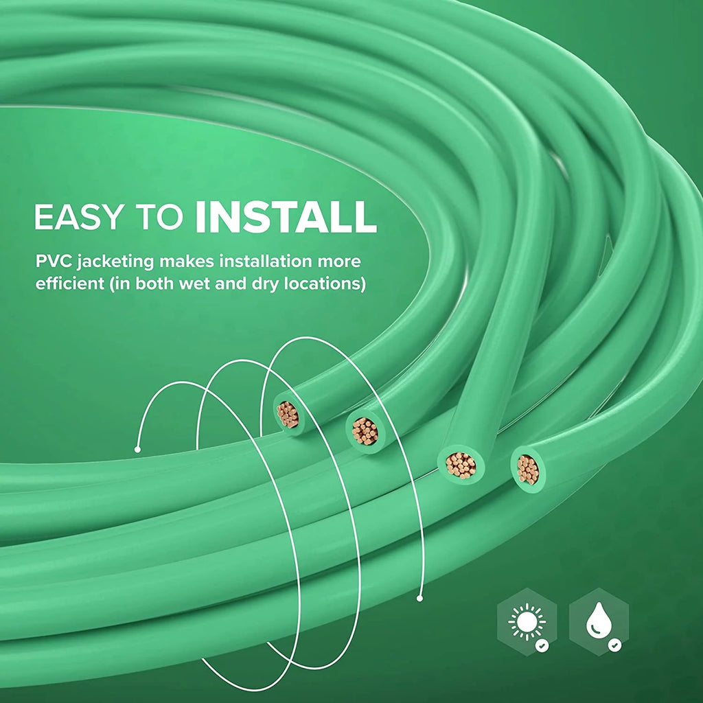 100 Feet Insulated Stranded Copper THHN THWN Wire 10 AWG Green D42417