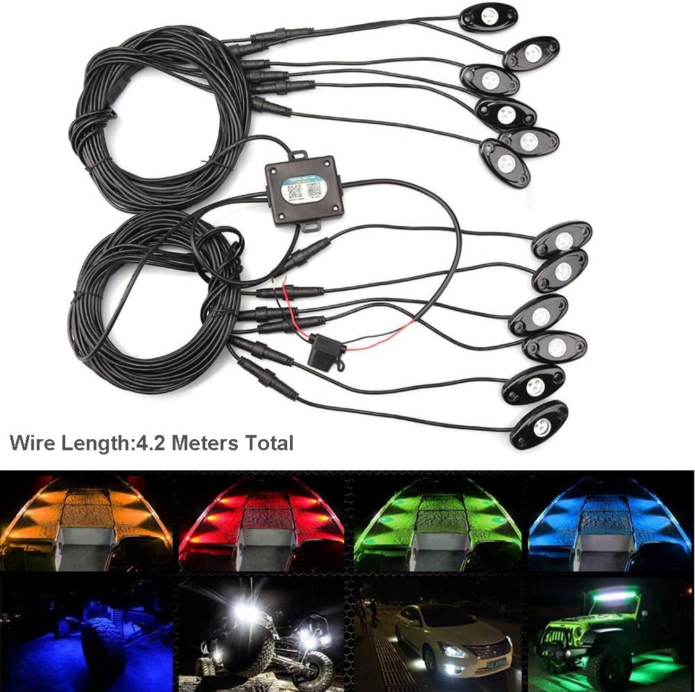 12 Pod RGB LED Rock Lights Kit with Bluetooth Control Waterproof P5532