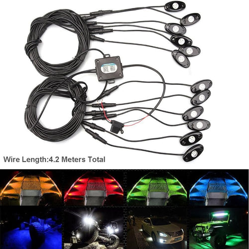 12 Pod RGB LED Rock Lights Kit with Bluetooth Control Waterproof P5532