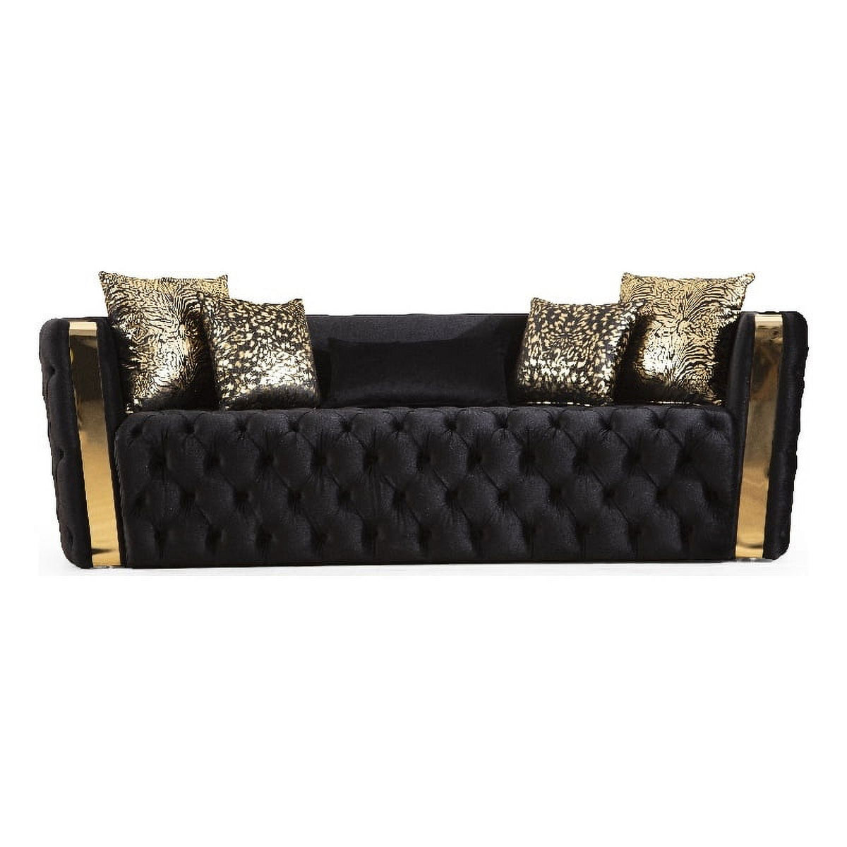 2 Pc Velvet Button Tufted Sofa Set in Black F66281