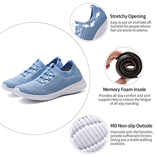 Women's Slip On Walking Shoes Lightweight Casual Running Sneakers P5362