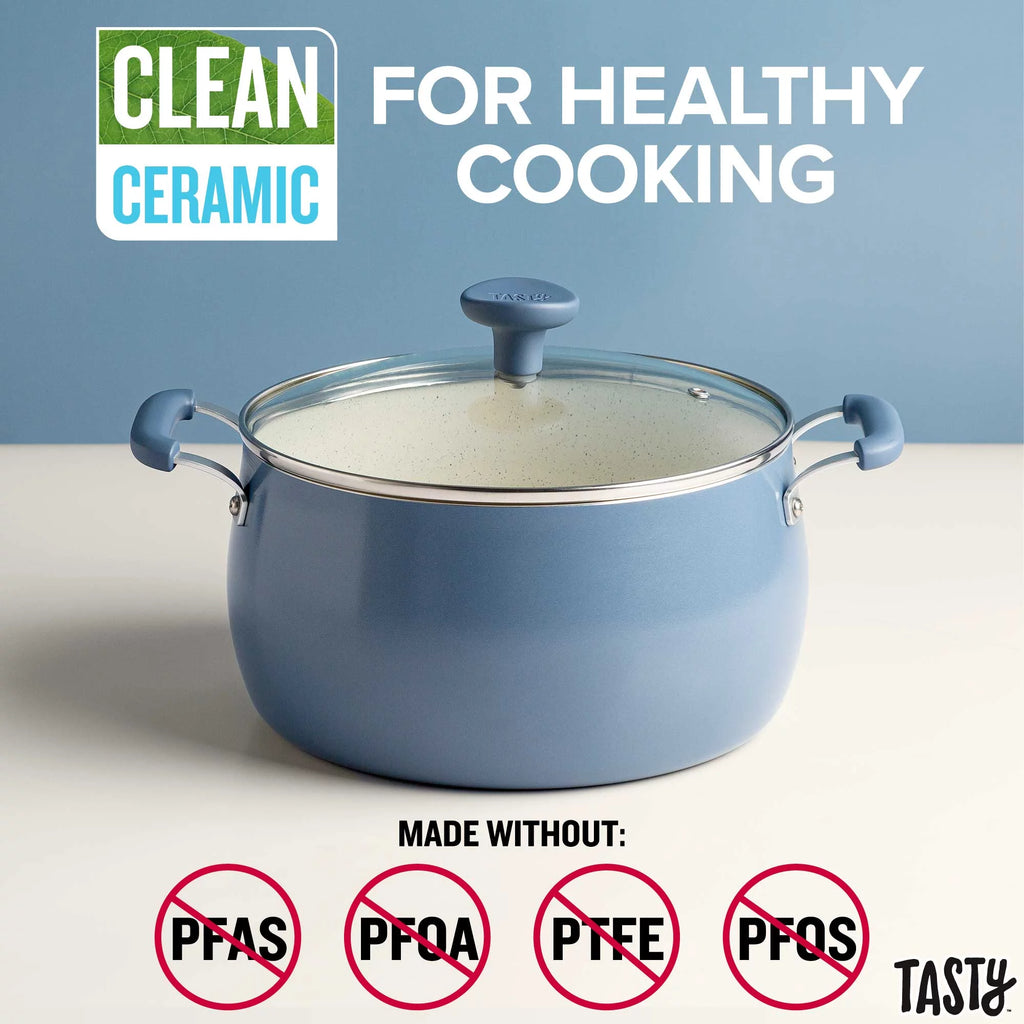 Slate Blue 5 Quart Non-Stick Ceramic Dutch Oven with Glass Lid M394