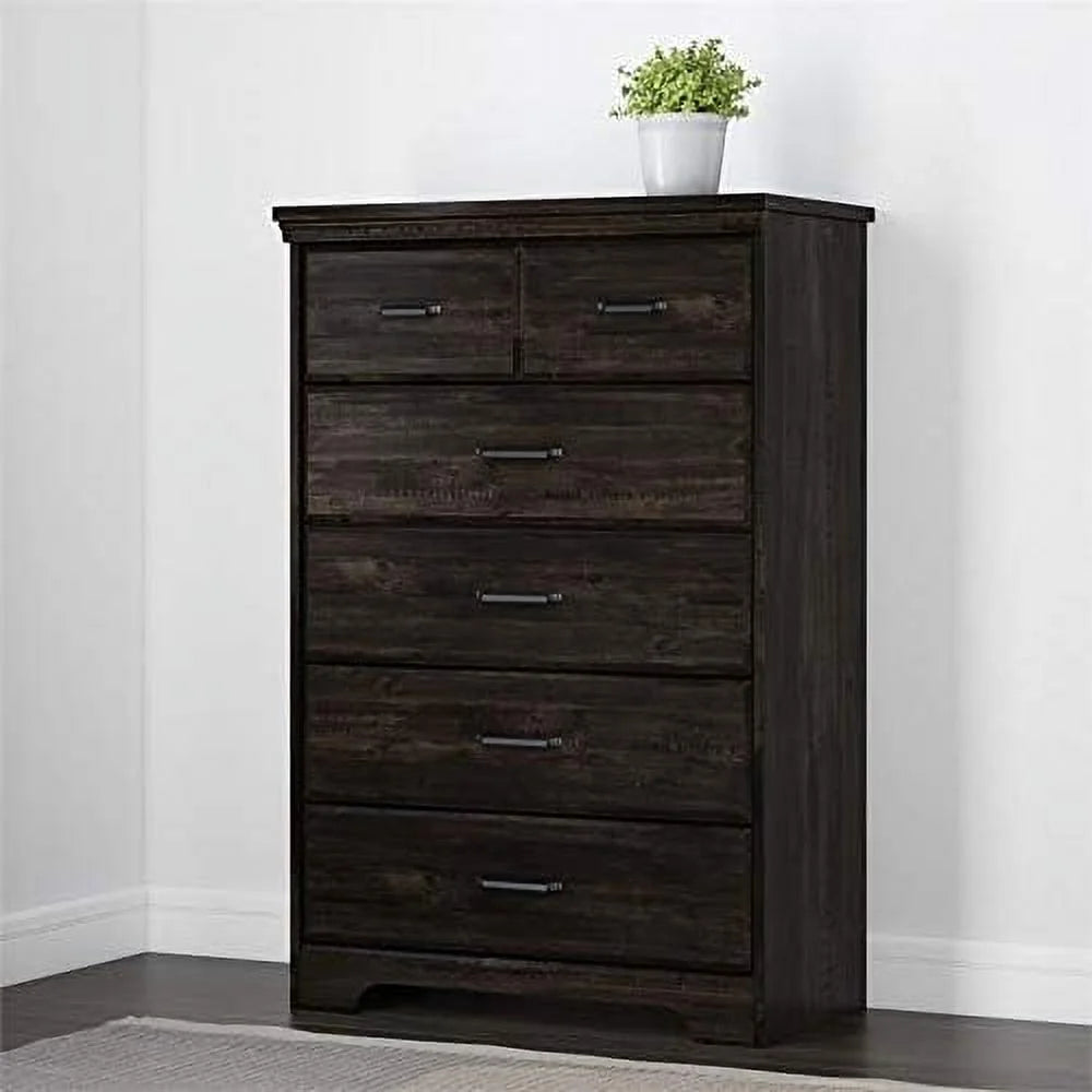 Dark Grey 5 Drawer Wood Dresser L739