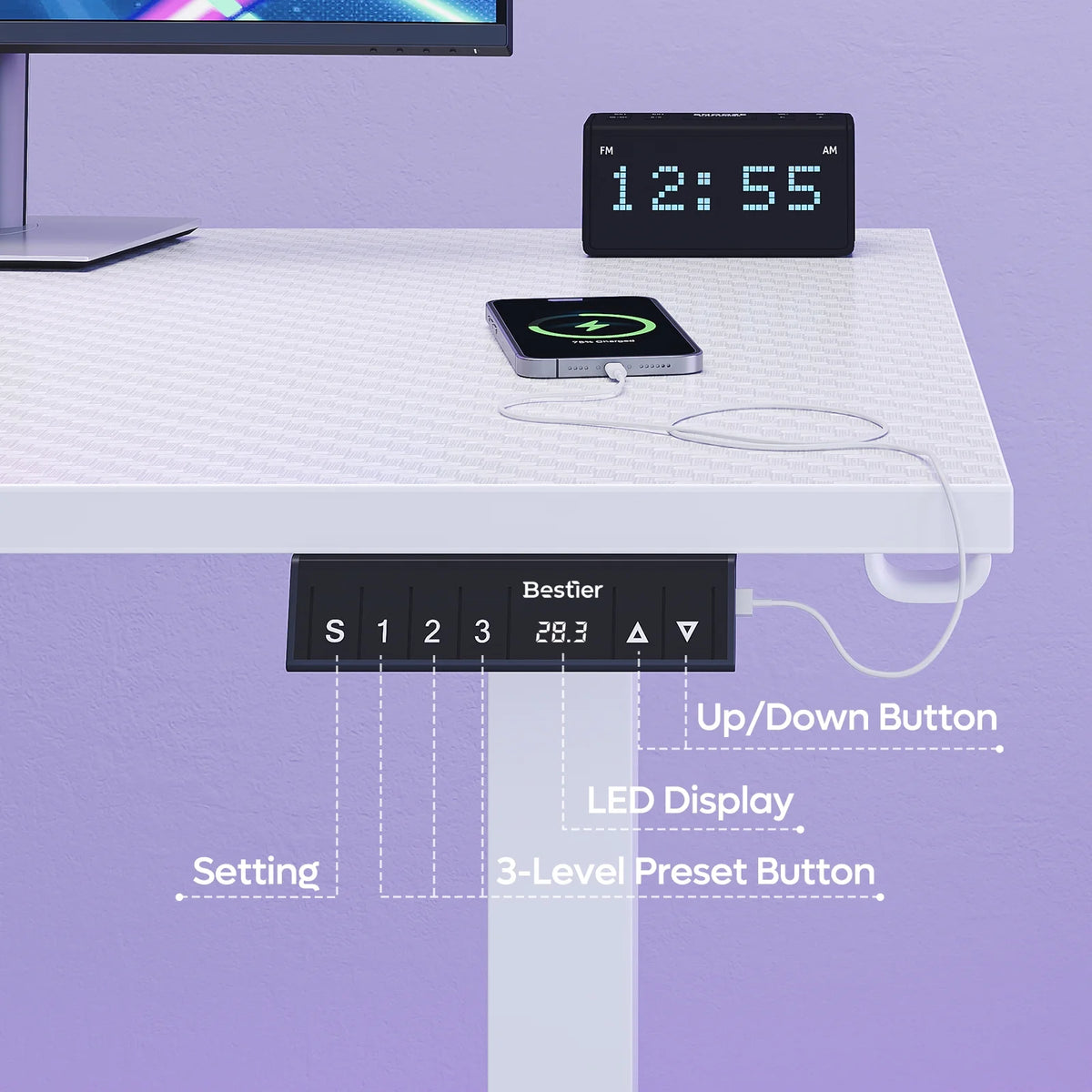 L-Shaped Electric Height Adjustable Standing Desk Y707