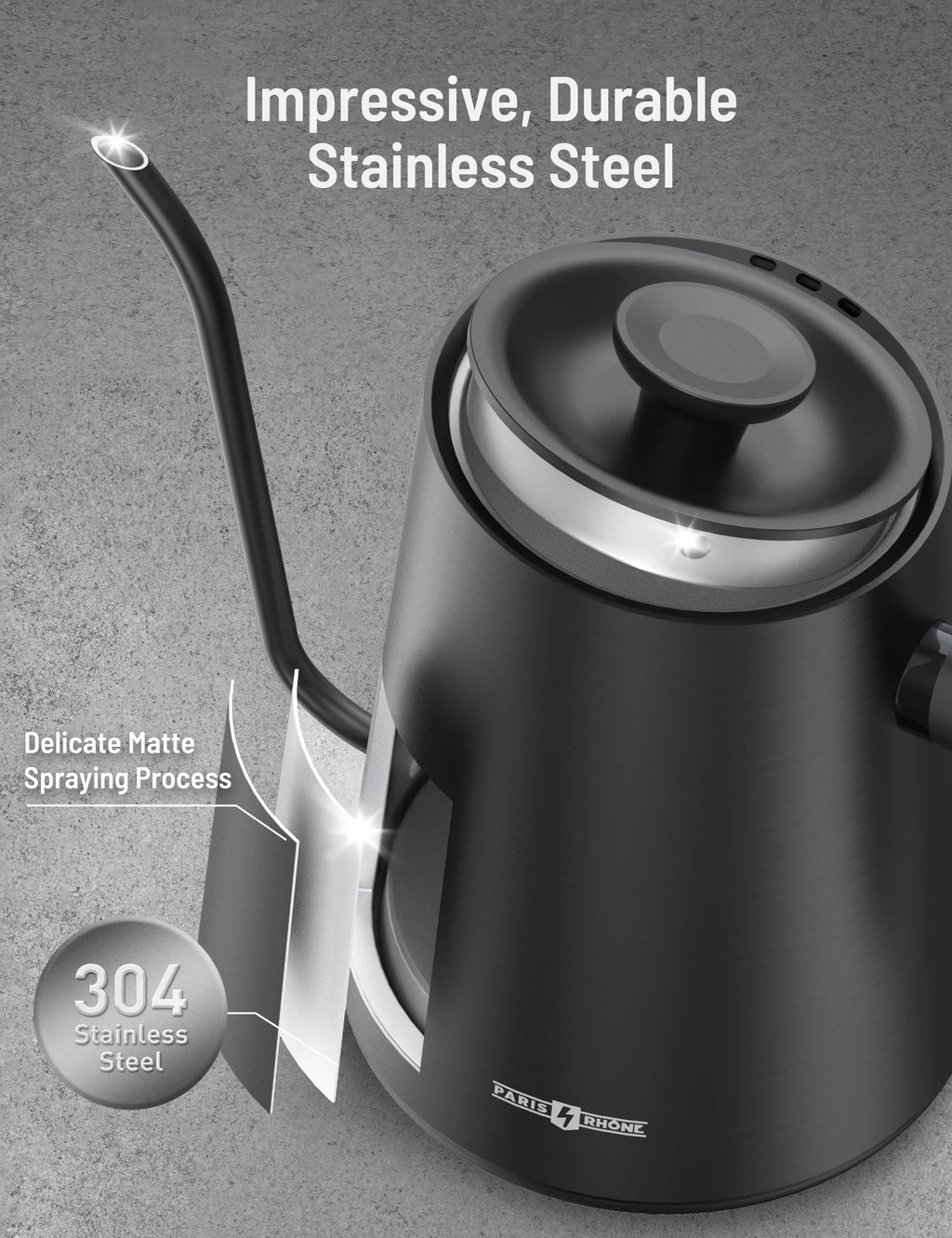 Black Gooseneck Electric Pour-over Kettle H782751