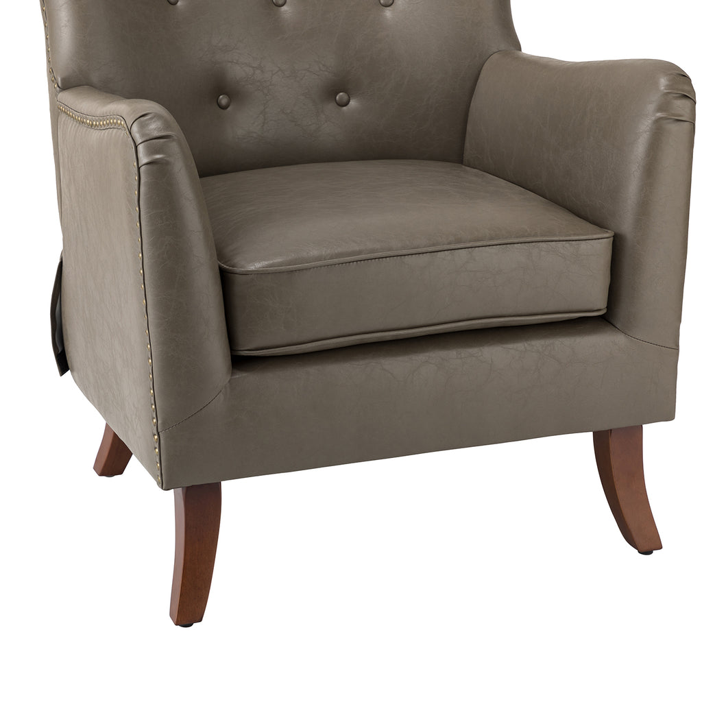 Grey Vegan Leather Wingback Accent Chair V628319