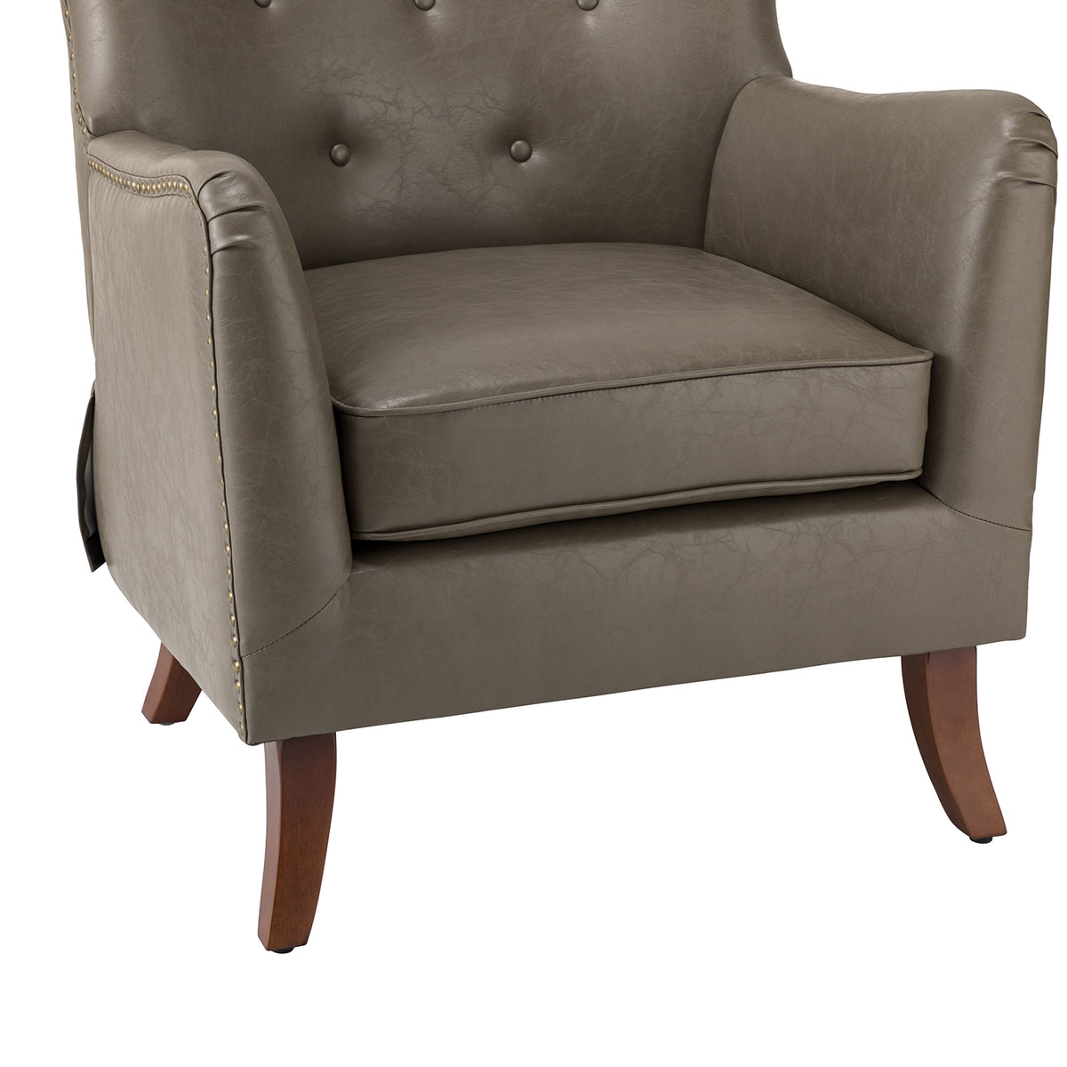 Grey Vegan Leather Wingback Accent Chair V628319
