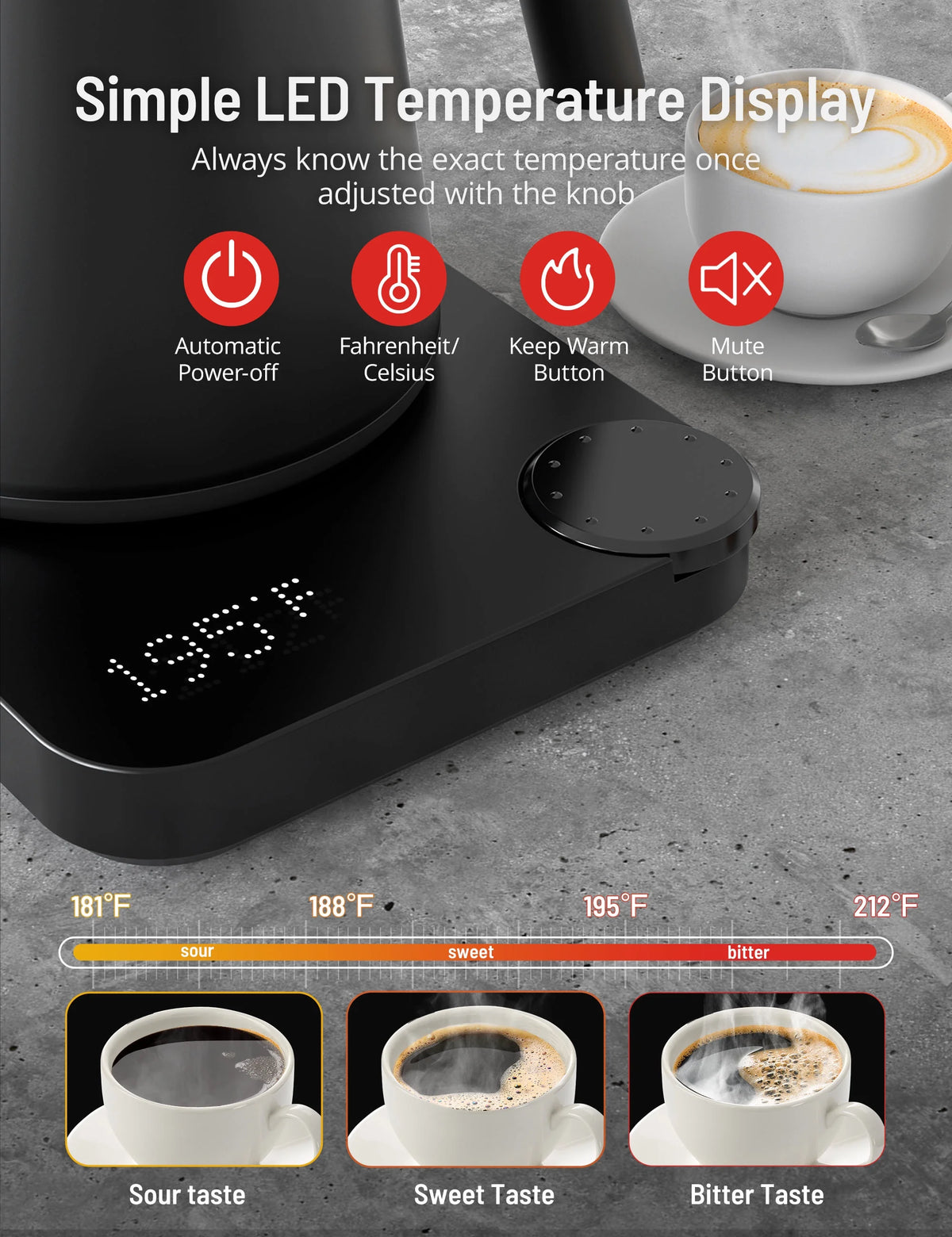 Black Gooseneck Electric Pour-over Kettle H782751