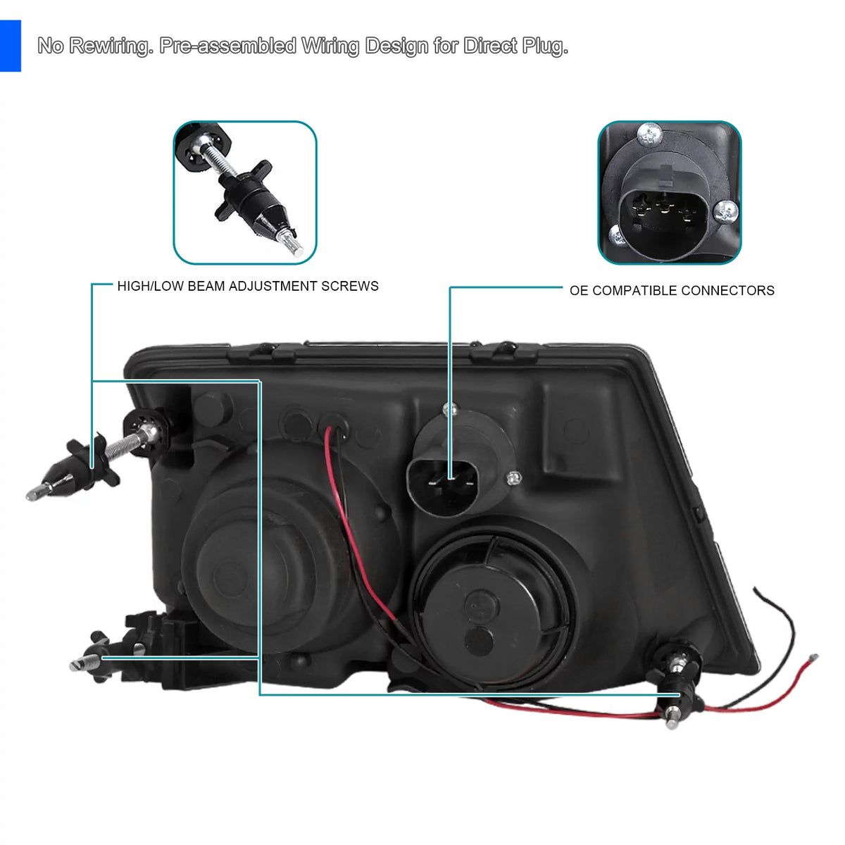 Black Projector Headlights Pair T717272