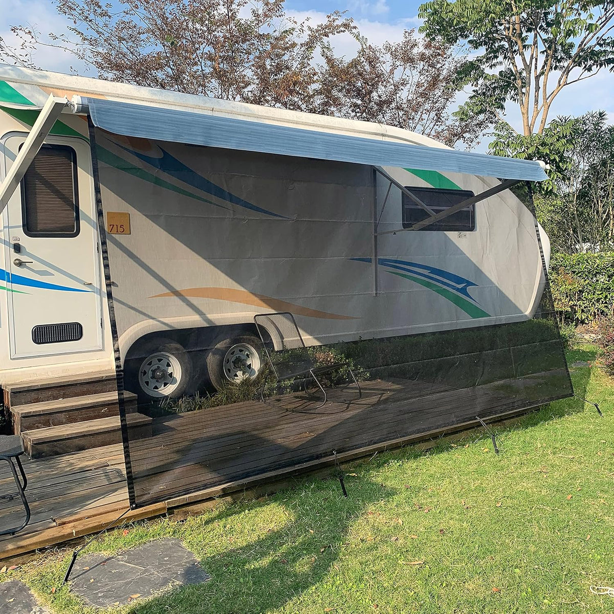 7' X 13' Black Mesh RV Awning Sun Shade Screen P26440