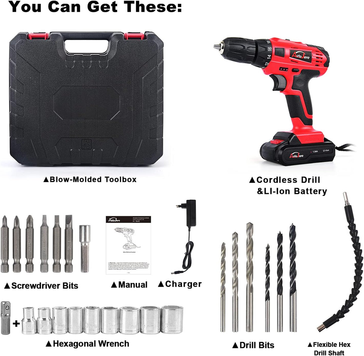 20V max Cordless Drill Kit with 24pcs Accessories Carry Case G90679
