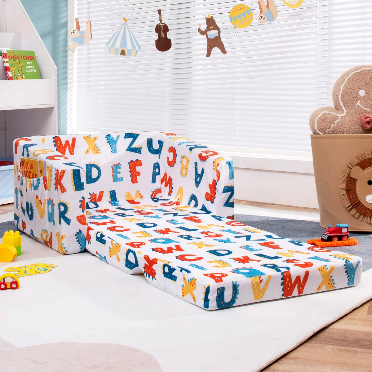 2 in 1 Kids Convertible Sofa Chair Lounger G857237