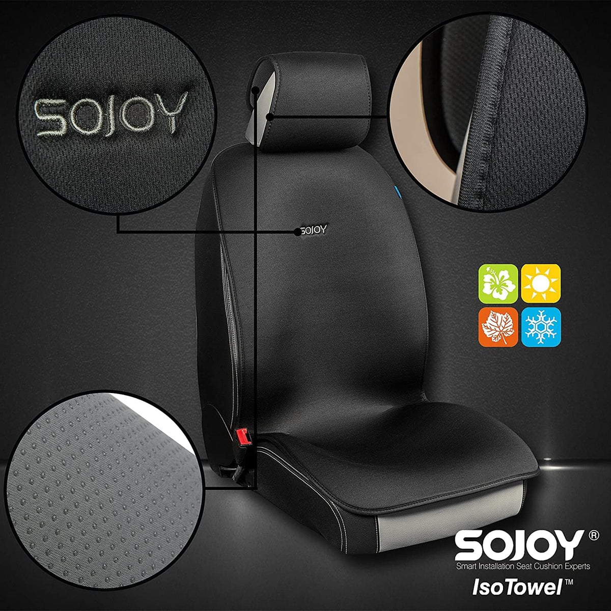 Black Cooling Breathable Car Seat Covers H779