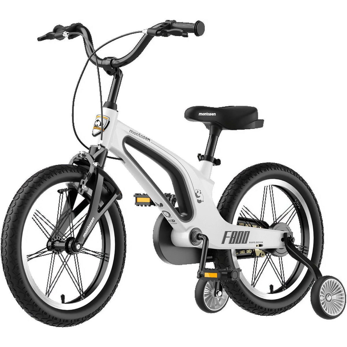 16" White Single Speed Kids Bike with Auxiliary Wheel F4397