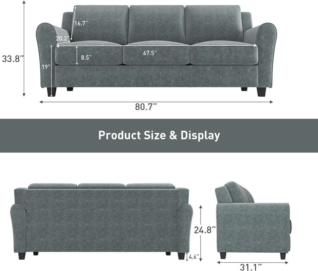 Grey 3 Seater Sofa Couch E788