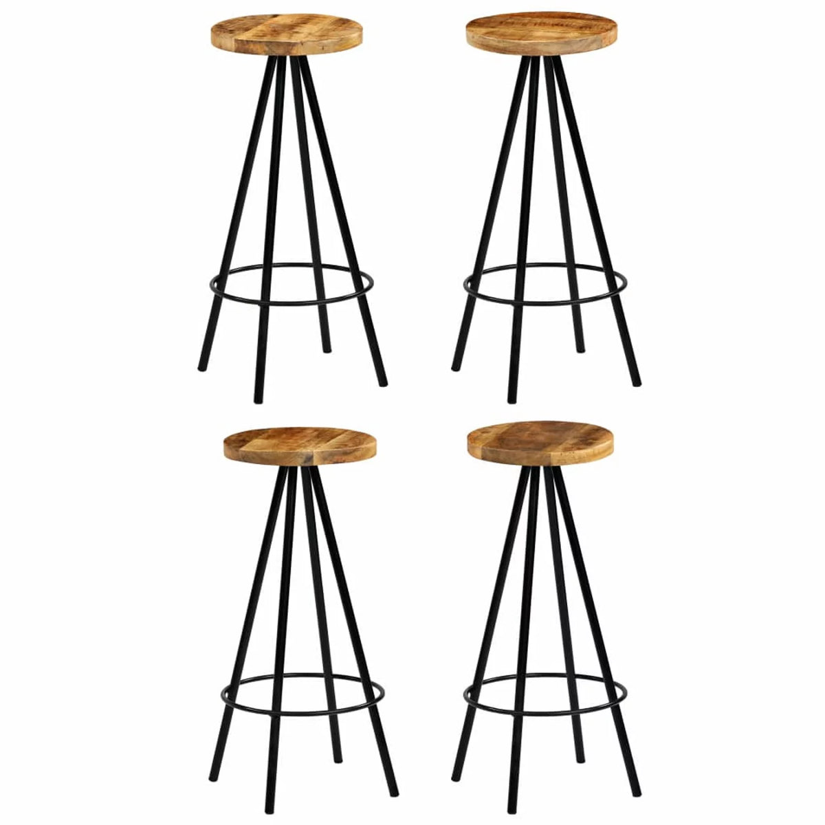 4 pcs Solid Mango Wood Bar Stools V1718