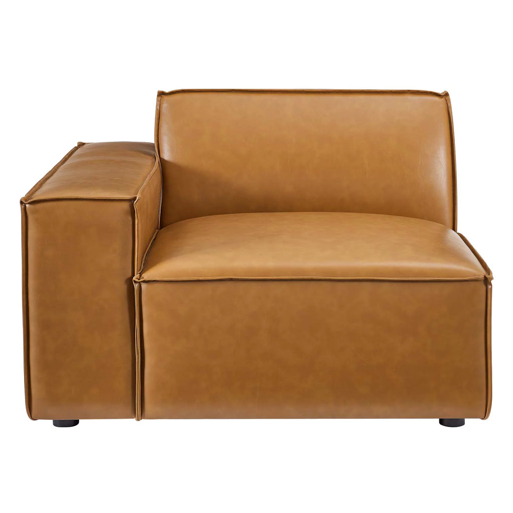 5-Piece Vegan Leather Sectional Sofa in Tan F9629