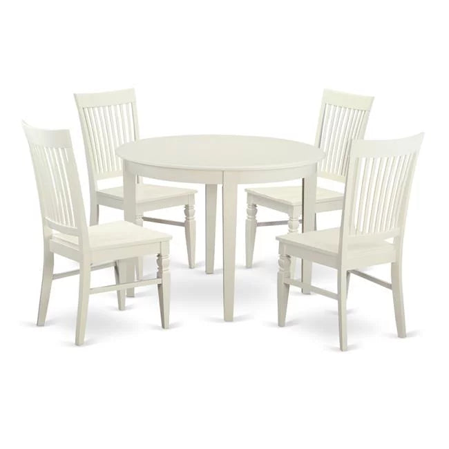 Linen White 5 Piece Kitchen Table Set with 4 Chairs H422