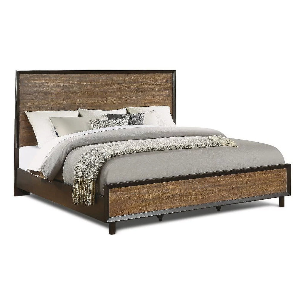Brown King Bed Walnut Acacia Hardwoods R56711