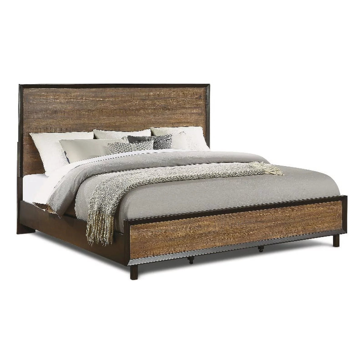 Brown King Bed Walnut Acacia Hardwoods R56711