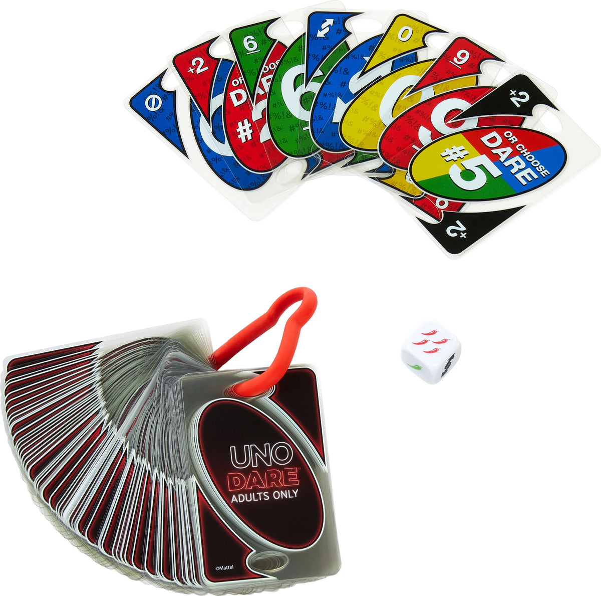 UNO Dare Card Game, 2-10 Players, Waterproof Cards and Dice J106