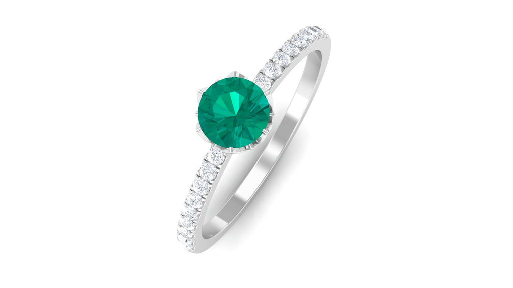 Emerald and Diamond 925 Sterling Silver Promise Ring T3561
