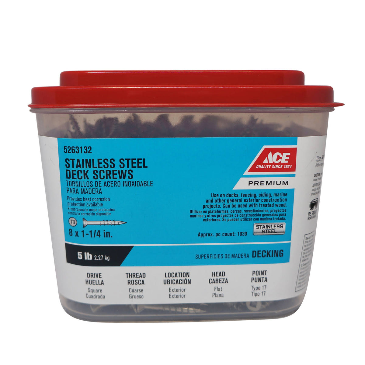 8 x 1-1/4 in. L Square Flat Head Deck Screws (Pack of 5 lb) Z921226