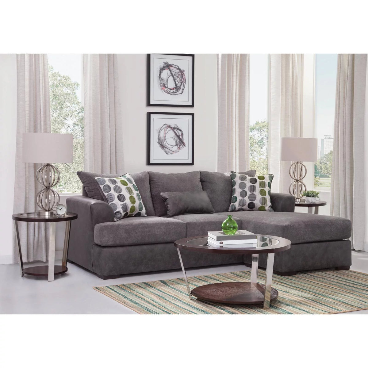 Dark Gray Modern Sofa with Chaise N756594