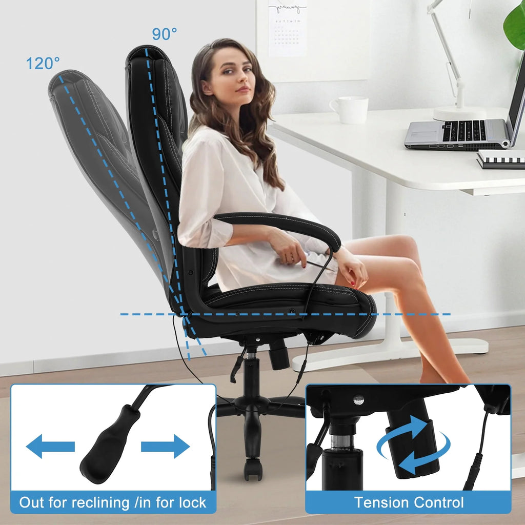 500 lbs Capacity Leather Ergonomic Office Chair D237855