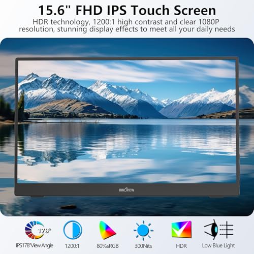 15.6" 1080P Portable Monitor with Protective Sleeve Adjustable Stand USB C HDMI K20758