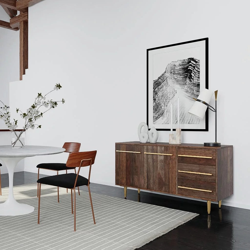 Dark Brown 3-Drawer 2-Door Wood Console Table E920456