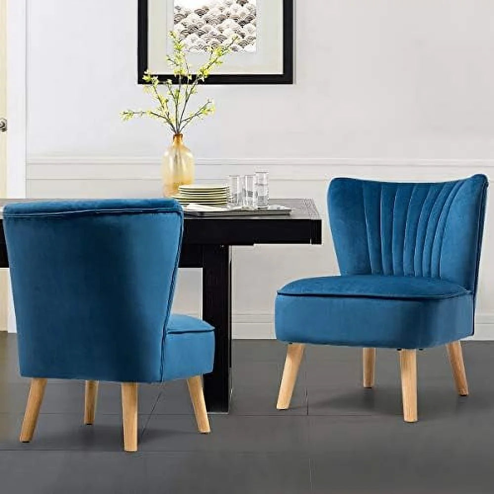 Velvet Accent Chair with Wood Legs V475