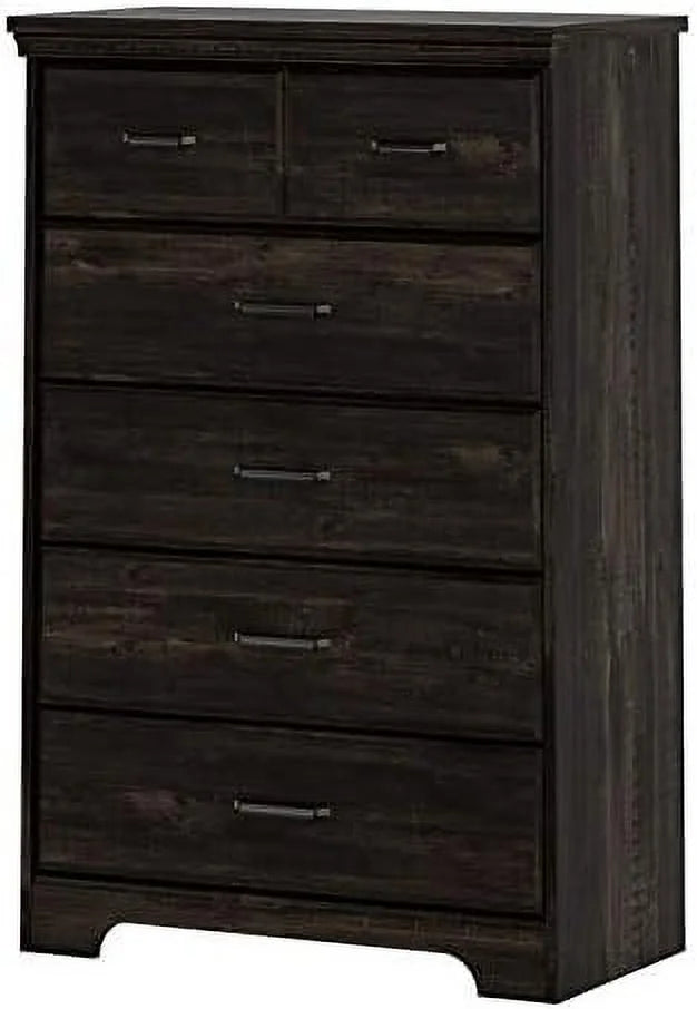 Dark Grey 5 Drawer Wood Dresser L739