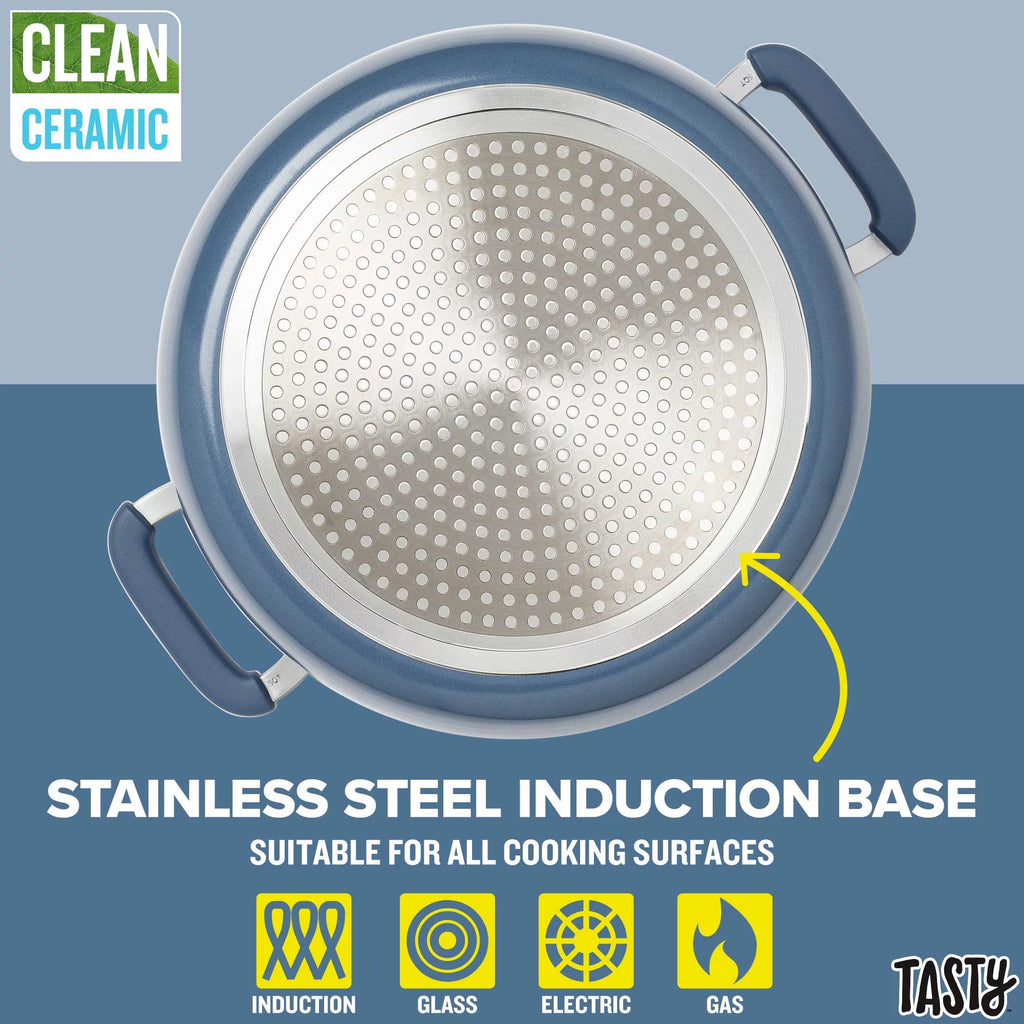 Slate Blue 5 Quart Non-Stick Ceramic Dutch Oven with Glass Lid M394
