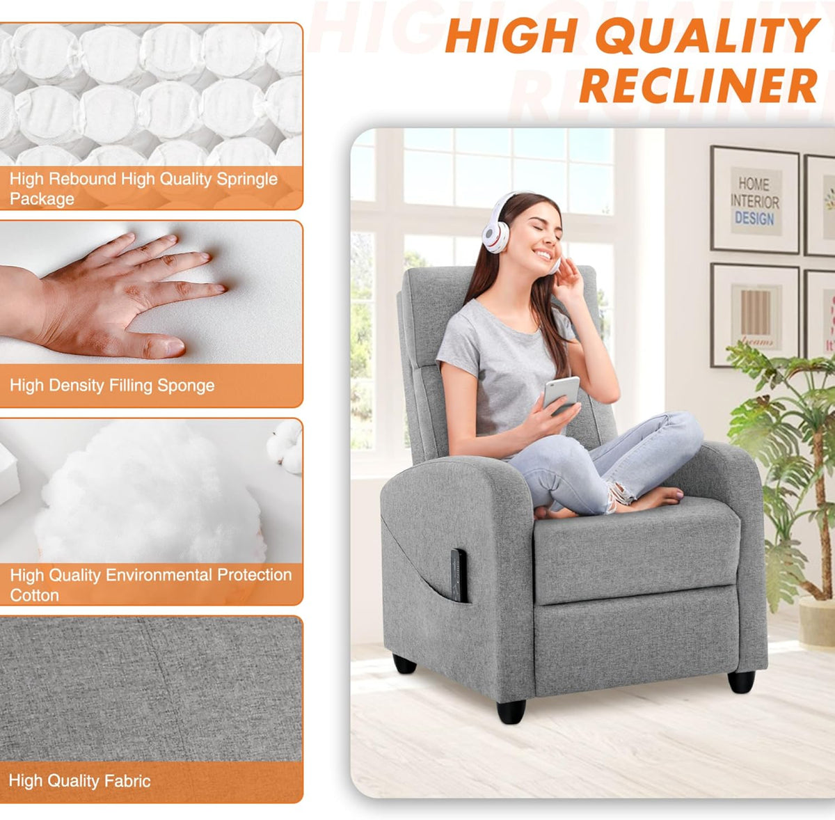 Recliner Chair PU Leather Recliner Sofa T44820